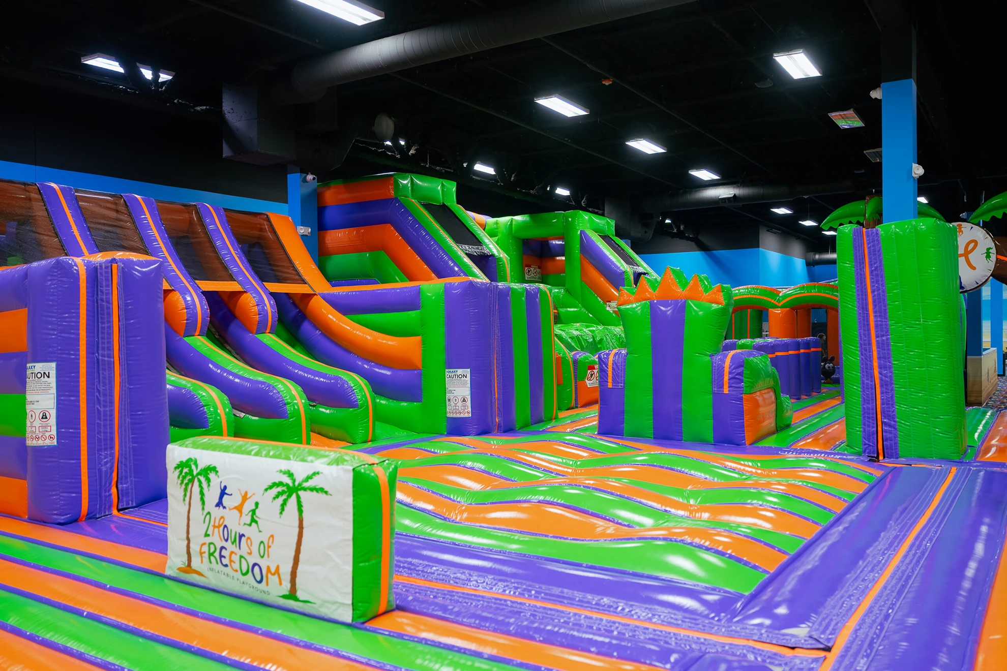 Indoor inflatable obstacle course at 2 Hours of Freedom Crystal Lake